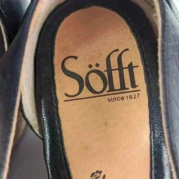 Sofft Strappy Wedge Sandals Black Leather Upper Comfort Shoes Size  5W - Picture 3 of 14